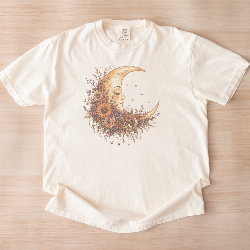 Sleeping Moon Cradled in Autumn Blooms Tee